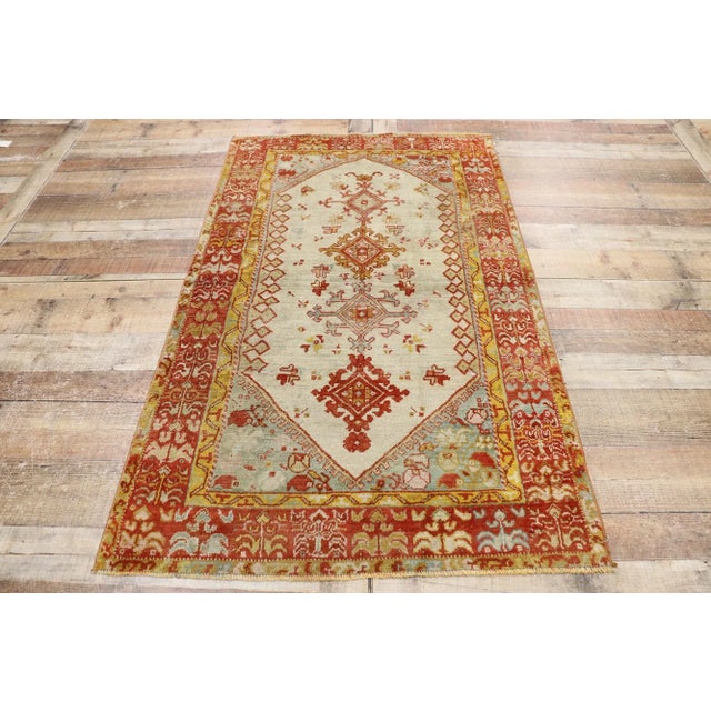 Textile Antique Turkish Oushak Rug - 03'04 X 05'07 For Sale - Image 7 of 9