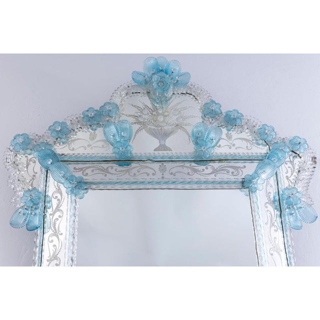 Glass Mid-Century Octagonal Venetian Murano Glass Mirror, 1960 For Sale - Image 7 of 11