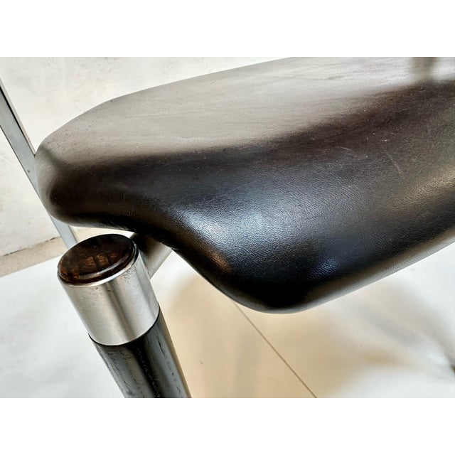 Sculptural Chair in Steel, Wood and Leather, Germany, 1980s For Sale - Image 10 of 18