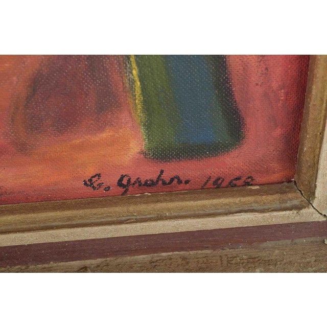 C. Grahn, Abstract Composition with Trees and Figure, Oil on Panel, 1958 For Sale - Image 4 of 7