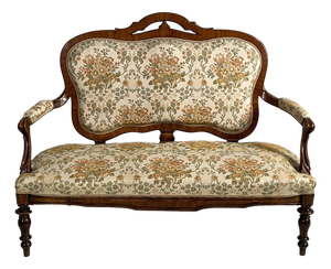 Italian 19th Century Style Sofa in Floral Fabric and Wood, 1930s