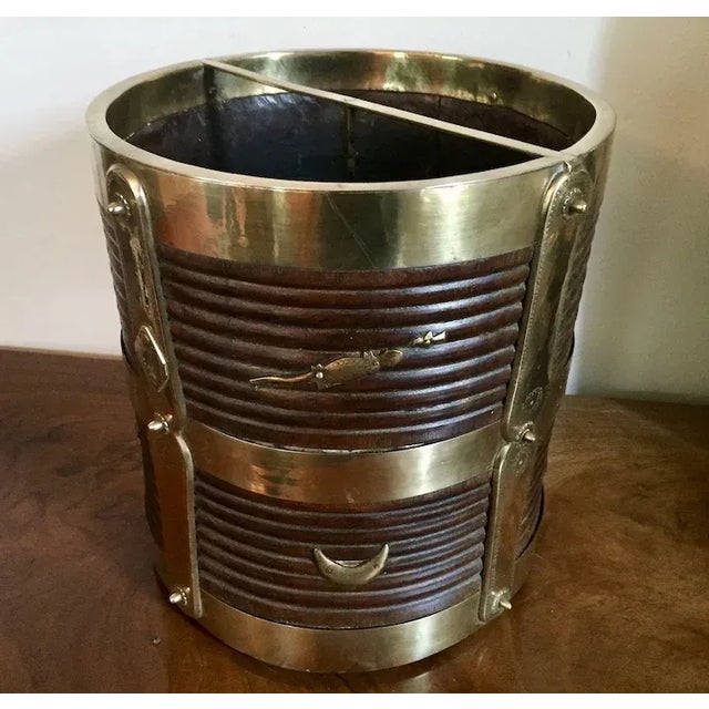 Wood Antique 19th Century Anglo Indian Brass & Carved Wood Bucket For Sale - Image 7 of 11