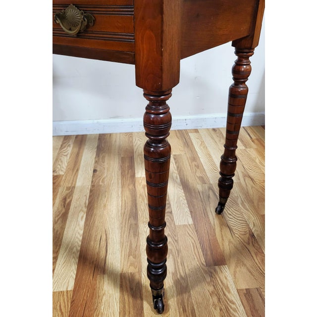 19th C English Victorian Carved & Gilt Tooled Leather Top Library Table Desk For Sale - Image 16 of 17