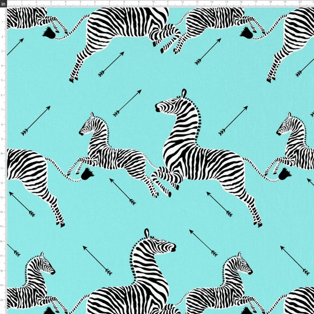 Traditional Red from Scalamandre crafted by Cloth & Company Hudson Cal. King Headboard, Sky Blue Animal Print For Sale - Image 3 of 7