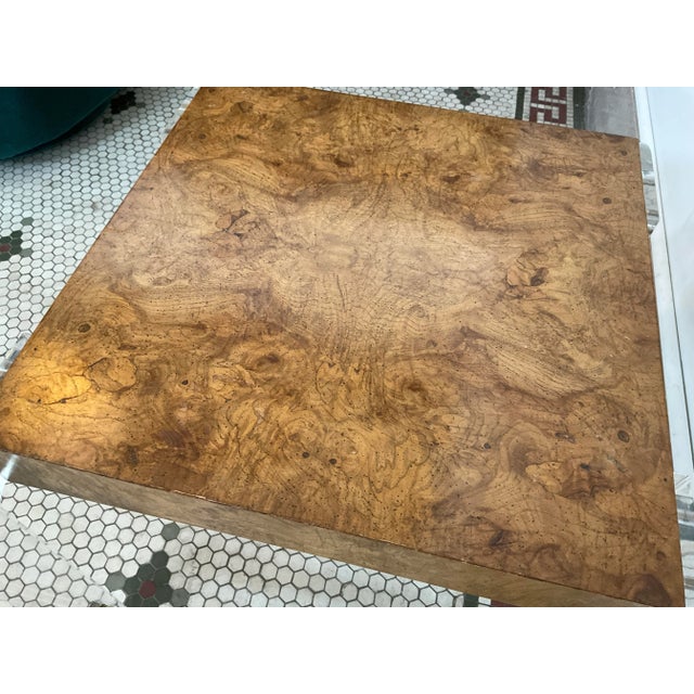 1970s Burl + Lucite Side Table in Manner of Milo Baughman For Sale - Image 11 of 12