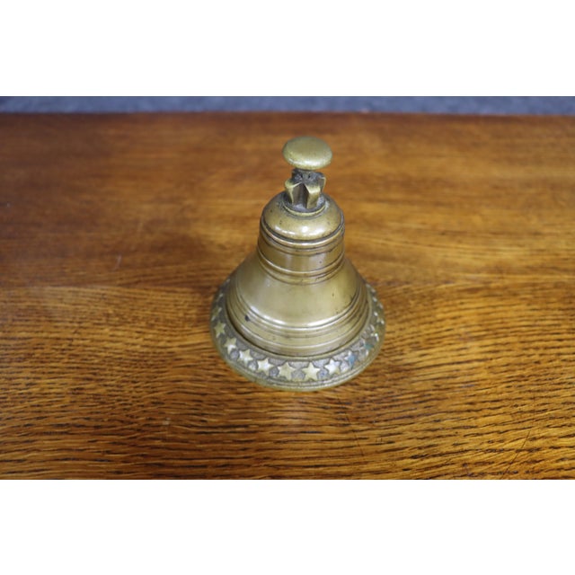 Victorian Brass Table Bell With Star-Decorated Base For Sale - Image 3 of 7