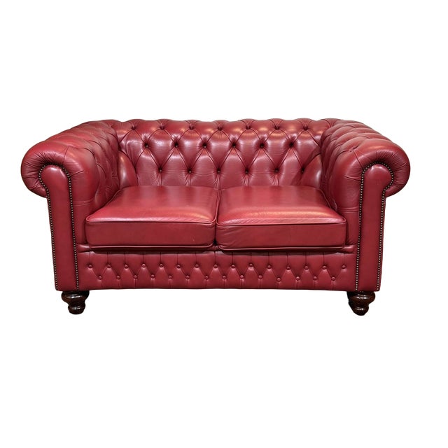 Chesterfield Two-Seater Sofa in Leather, 2000s For Sale