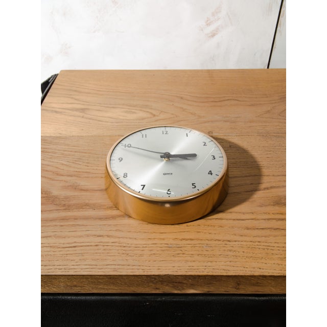 Clock with Gold Finish from Gent of Leicester, England, 1960s For Sale - Image 3 of 9