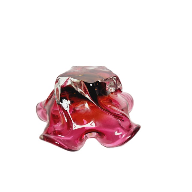 Pink Decorative Bowl by J. Hospodka for Chribska Glassworks, Czechoslovakia, 1960s For Sale - Image 8 of 9