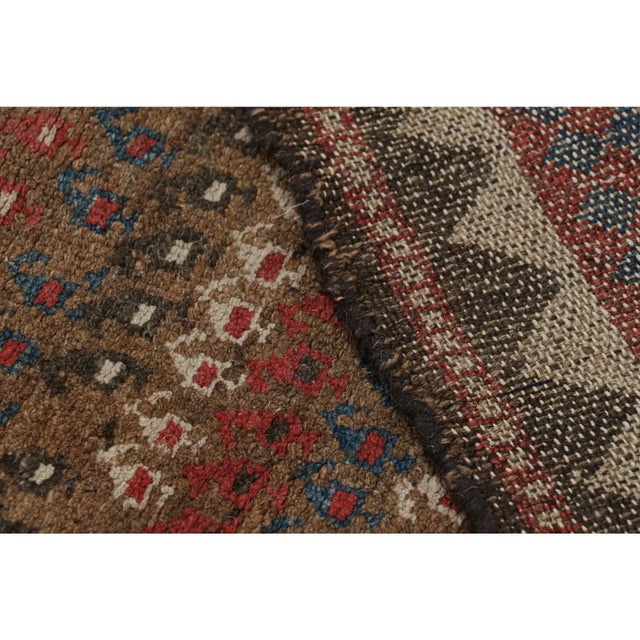 Textile Antique Persian Rug in Brown With Colorful Geometric Patterns, From Rug & Kilim For Sale - Image 7 of 7