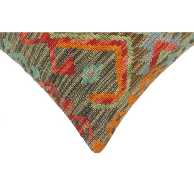 Rustic Turkish Reed Hand Woven Kilim Pillow For Sale - Image 4 of 8