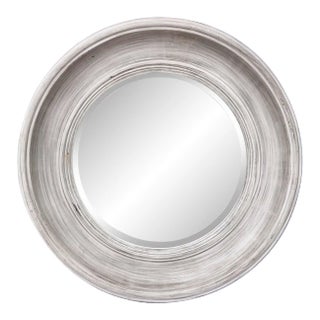 Late 20th Century Boldly Framed Beveled Round Mirror For Sale