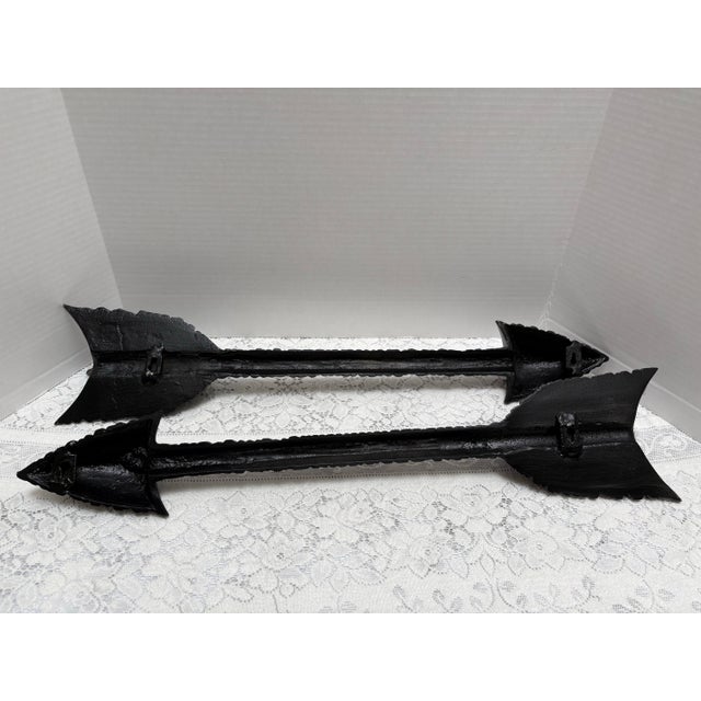 Metal Large Rugged Black Metal Arrow Wall Decor-Set of Two For Sale - Image 7 of 10
