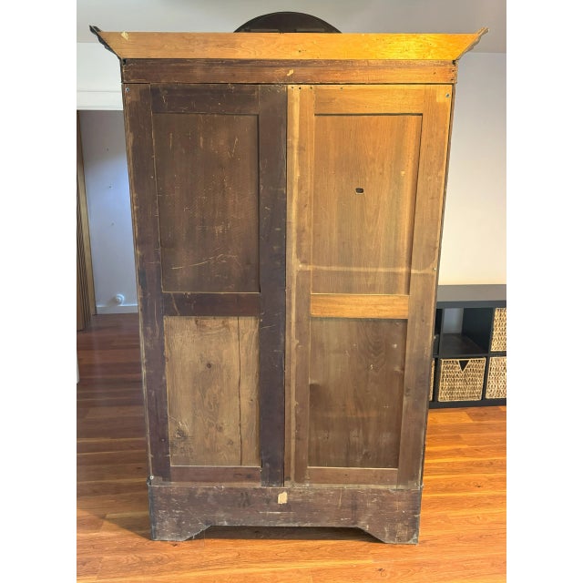 Antique French “Chapeau De Gendarme” Walnut Armoire, C. 1850s – Louis XV Rococo Revival Style For Sale - Image 4 of 9