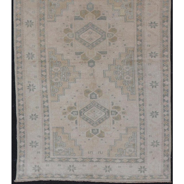 Taupe Vintage Turkish Oushak Runner in Neutral Tones, Taupe, Gray Green, Yellow 3'2 X 10'8 For Sale - Image 8 of 12