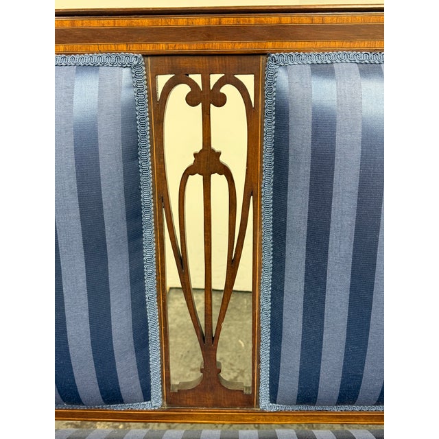 Blue Edwardian Settee, Antique For Sale - Image 8 of 12