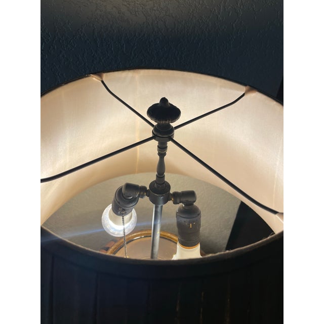 19th Century Japanese Ceramic Drip Glazed Chocolate Lamp With Original Silk Lamshade For Sale - Image 11 of 12