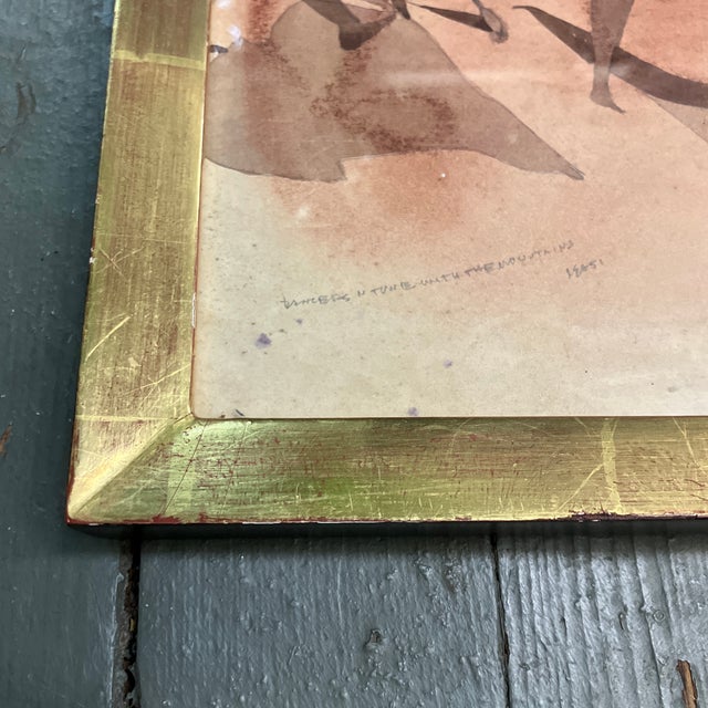 1950’s original abstract expressionist watercolor painting by Wesley Lea, whose art was featured in the Downtown Gallery...