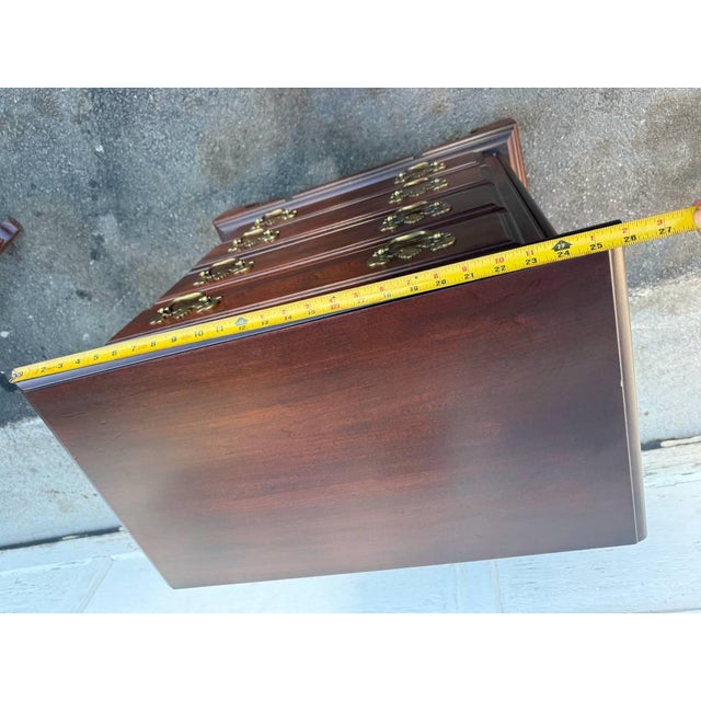 Late 20th Century Pair of American Drew Chippendale Style Cherry Bedside Chest Nightstands For Sale - Image 10 of 17