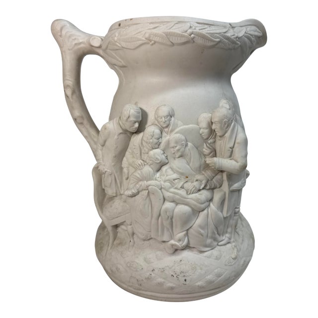 Antique 19th Century Parian Porcelain Jug Pitcher Copeland & Co Death Wellington For Sale