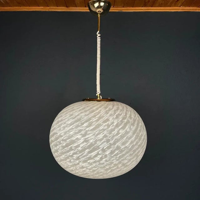 Large Swirl Murano Glass Pendant Lamp from Vetri Murano, Italy, 1970s For Sale - Image 13 of 13