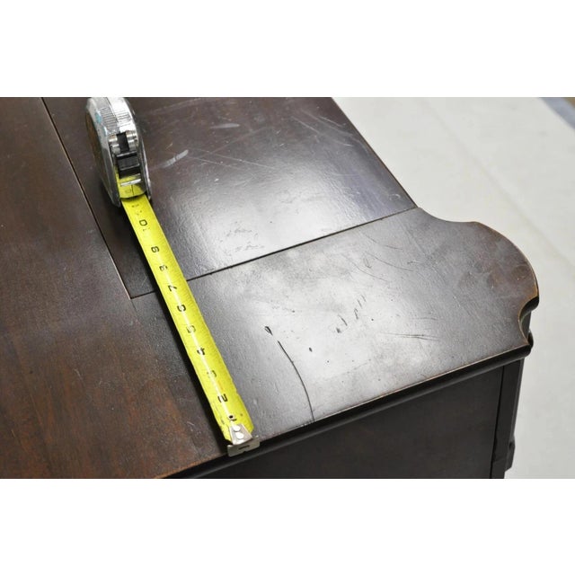 Brown Antique Victorian Mahogany Spinet Piano Style Flip Top Secretary Writing Desk For Sale - Image 8 of 11