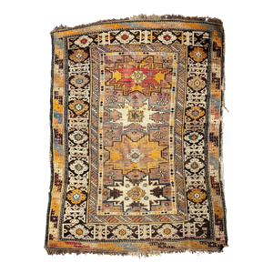 Antique Caucasian Chi-Chi or Kuba with Outrageous Color Palette & Workmanship Rug 3.6 x 4.6