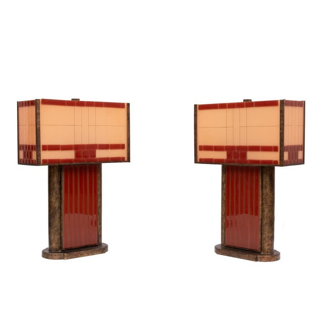 Art Deco Cut Glass Table Lamps, 1990, Set of 2 For Sale - Image 3 of 12