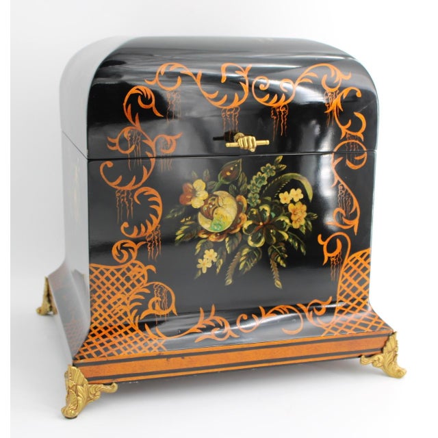 Large MAITLAND SMITH Lacquer Tea Caddy Box Chinoiserie, Mano Fico Latch 14” Long x 14.5” Tall x 10” Deep Stunning,...