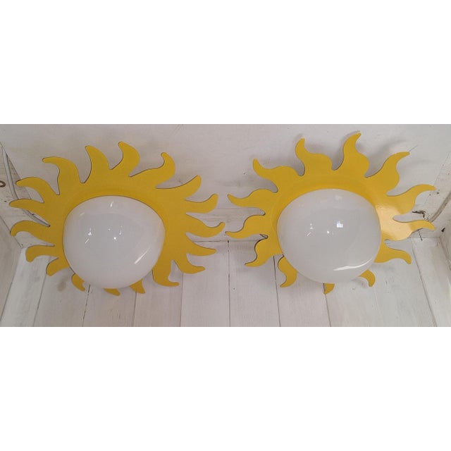 Vintage Ceiling Lamps with Plastic Mounting, Metal Frame and Glass Shade, 2000s, Set of 2, in Very Good conditions....