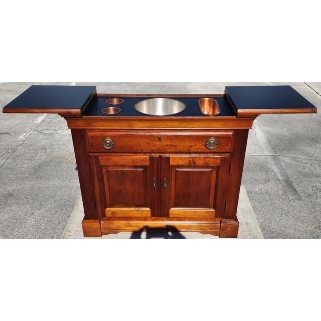 English Bassett Chris Madden Collection Bar Flip Top Rolling For Sale - Image 3 of 16