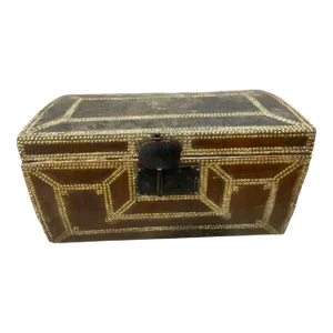 Early 20th Century Antique Studded Leather Trunk