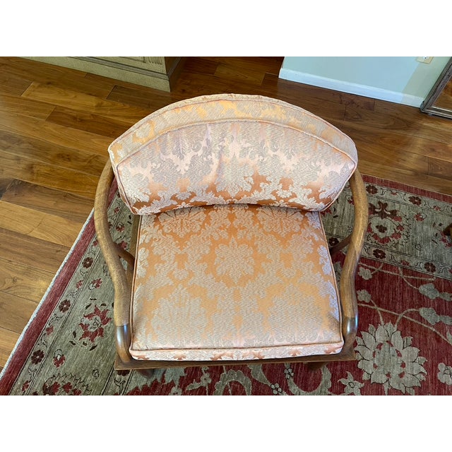 These vintage Marge Carson chairs are upholstered in Italian silk brocade. Custom cushions are meticulously crafted with...