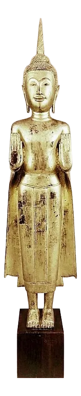 Large 18th Century Gilded Wooden Buddha, Siam
