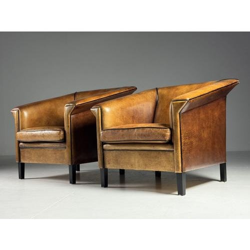 Brown Art Deco Sheepskin Club Armchairs, Set of 2 For Sale - Image 8 of 11