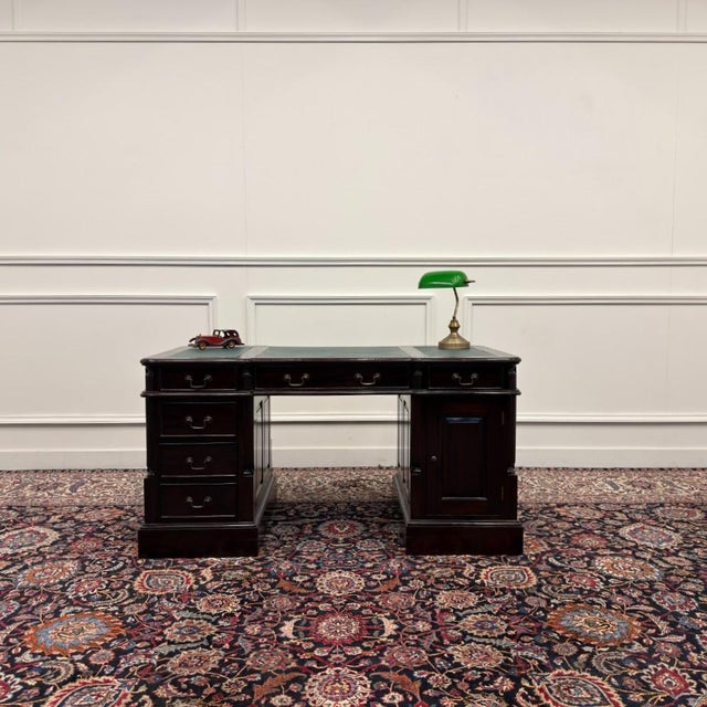 About this Classic English Desk Green Leather Inlay Classic and Elegant | Antique desks in English, Classic and...