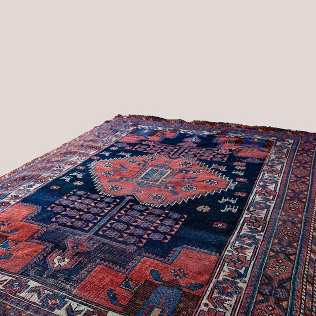 Antique Tribal Afshar Rug in Hand-Knotted Wool, 1890s For Sale - Image 6 of 7