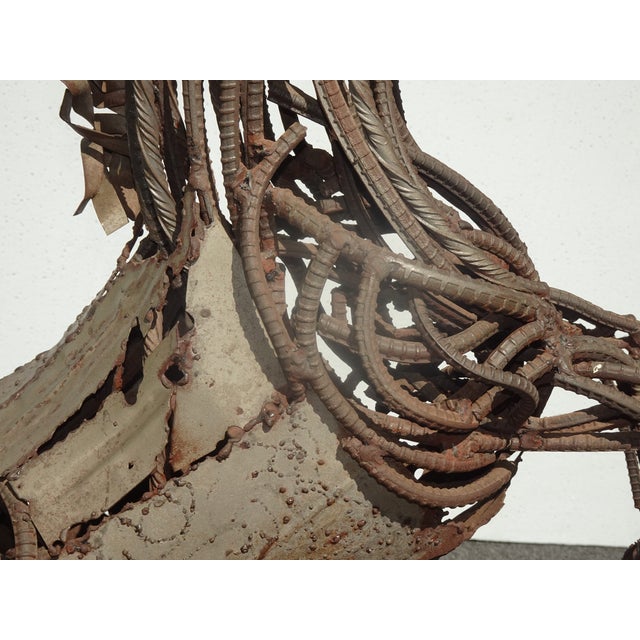 Metal 37"Tall Vintage Mid Century Brutalist Welded Metal Horse Sculpture Statue Stand For Sale - Image 7 of 16