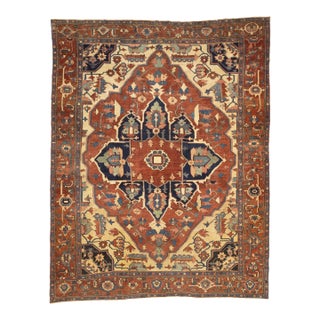 Antique Persian Serapi Rug 9’9” X 12’4” For Sale