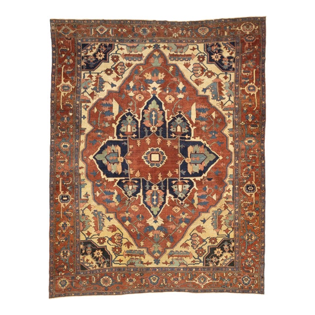 Antique Persian Serapi Rug 9’9” X 12’4” For Sale