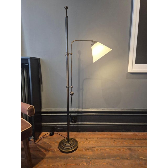 Swedish Grace Art Deco Floor Lamp in Bronze from Cebe, 1930s For Sale - Image 3 of 13