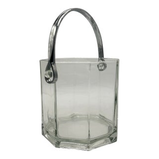 Vintage Luminarc Ice Bucket With Stainless Steel Handle For Sale