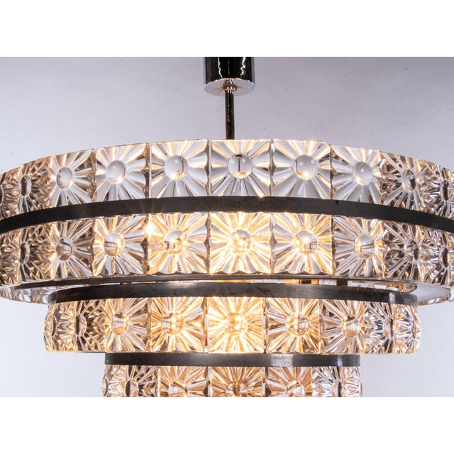 Swedish Crystal & Nickel 18-Light Chandelier by Carl Fagerlund for Orrefors, 1960s For Sale - Image 6 of 11