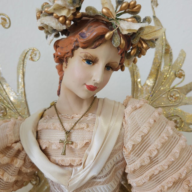 Final Clearance Italian Christmas Angel 31" in Heavenly Regalia Vintage For Sale - Image 12 of 17