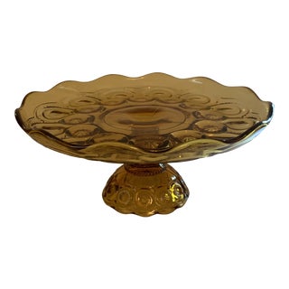 Vintage Amber Glass Cake Dish For Sale