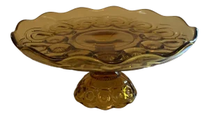 Vintage Amber Glass Cake Dish