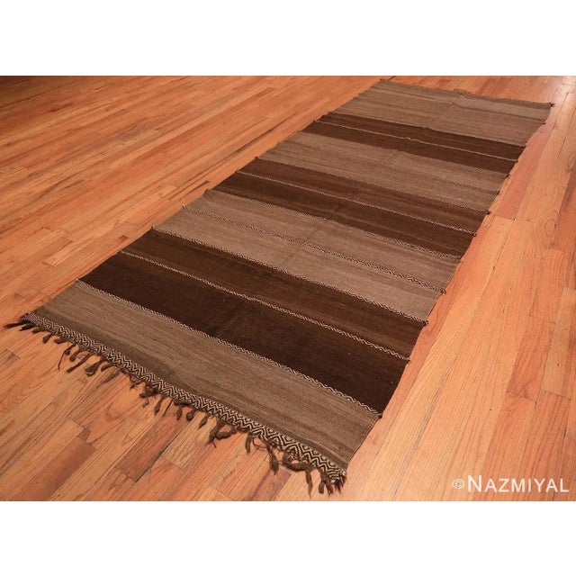 A Flat Woven Brown Color Vintage Mid Century Moroccan Kilim Rug, This Rug Was Woven In: Morocco, This Rug Was Woven: Mid...