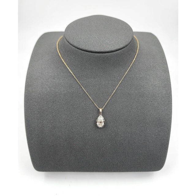 1.51 Ct Gia Certified Natural Pear-Cut Diamond in Collet Pendant Setting For Sale - Image 4 of 10