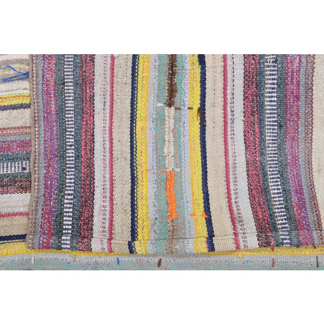 Vintage Turkish Oushak Handmade Wool Cotton Beige Kilim Area Rug For Sale - Image 9 of 11