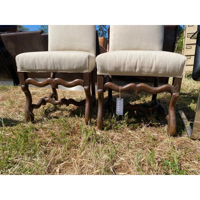 White Upholstered Louis XIII Chairs, Century 1860 - A Pair For Sale - Image 8 of 8